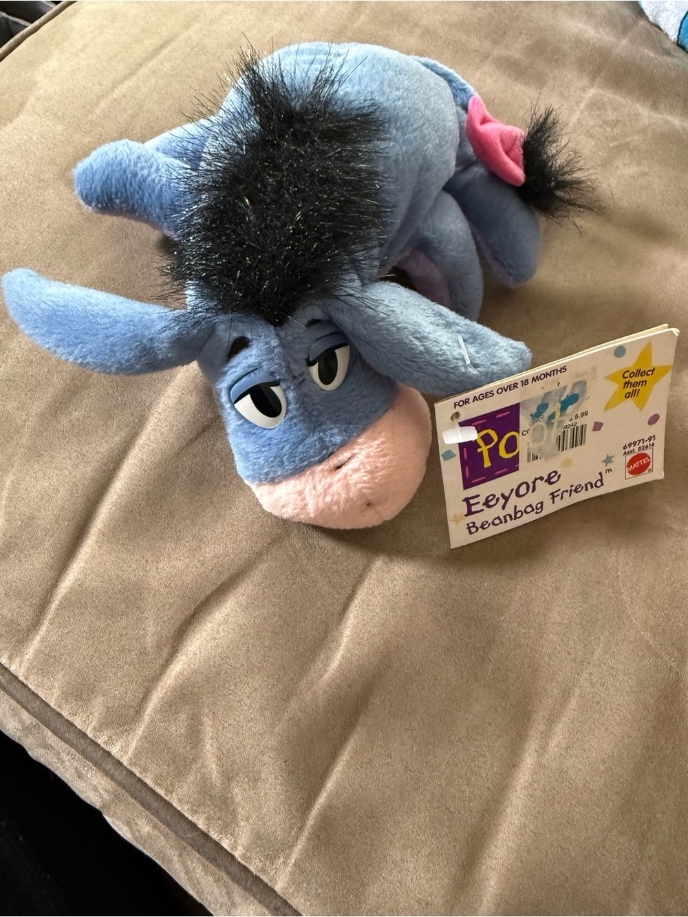 Mattel Eeyore Plush Beanbag Friend - Blue with Pink Muzzle